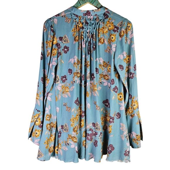 Free People Pebble Crepe Tunic Flowy Oversize Hippie Boho Floral Top, Size XS - Picture 3 of 12